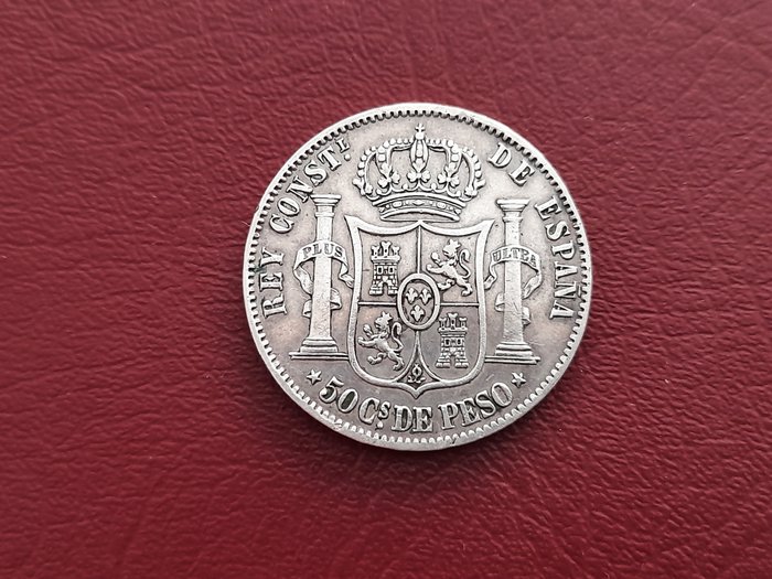 Spanien Alfonso XII (1874-1885) 50 Centimos de Peso 1885 para Manila  (Ingen mindstepris)