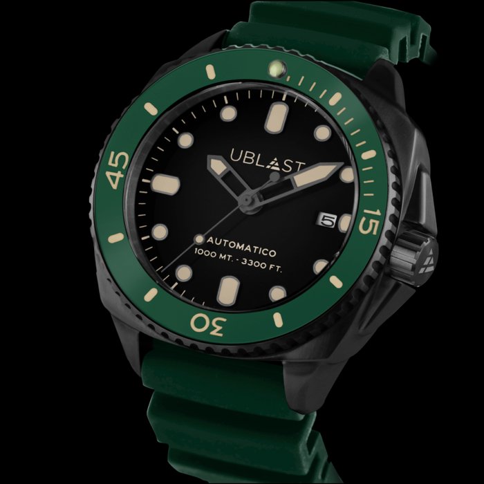 Ublast - " NO RESERVE PRICE " SeaStrong - UBSS46CBGN - Ingen mindstepris - Rubber Strap - Sub 100 ATM - Mænd - Ny