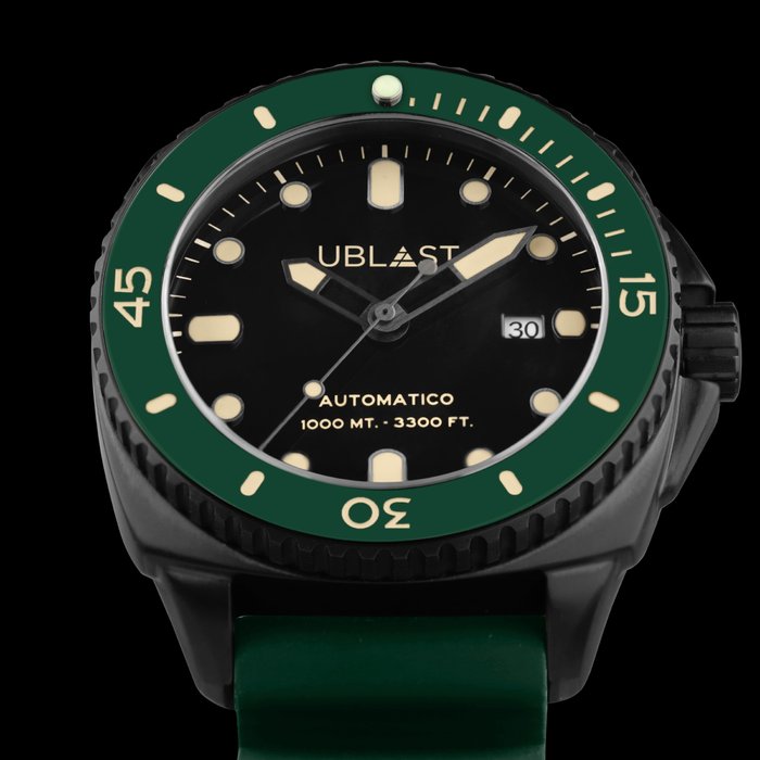 Ublast - " NO RESERVE PRICE " SeaStrong - UBSS46CBGN - Ingen mindstepris - Rubber Strap - Sub 100 ATM - Mænd - Ny