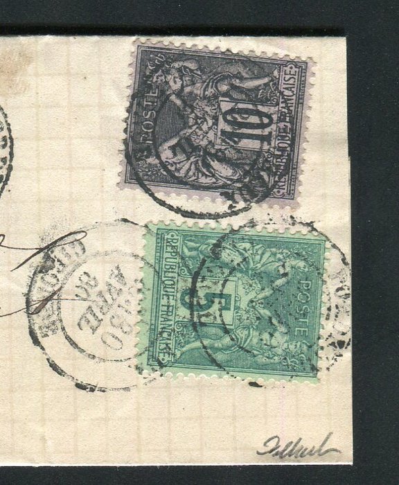 Frankrig 1880 - Fantastisk brev fra Bordeaux til Paris med numrene 75 og 89