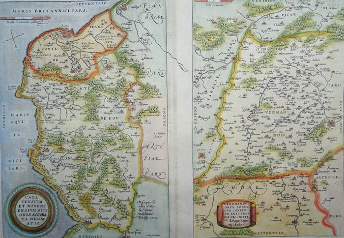 Frankrig - Calis, Boulogne, Pas de Calais.....; Abraham Ortelius - Caletensium Et Bononiensium Ditionis Accurata Delineatio / Veromanduorum Eorum Que Confinium - 1561-1580