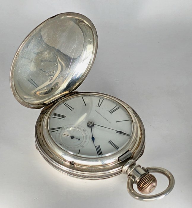 Illinois Watch Company - Schwere Coinsilber Taschenuhr - Savonette - Handgraviert - Topwerk - NO RESERVE PRICE - USA omkring 1888