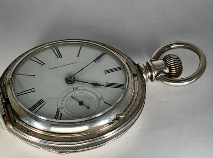 Illinois Watch Company - Schwere Coinsilber Taschenuhr - Savonette - Handgraviert - Topwerk - NO RESERVE PRICE - USA omkring 1888