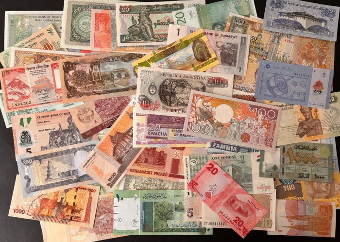 Verden. - 5 x 50 Different banknotes - 50 Different Countries (250 banknotes)  (Ingen mindstepris)