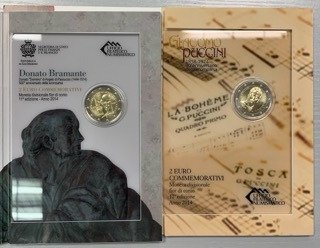 San Marino 2 Euro 2014  "Bramante" + "Puccini" (2 monnaies)  (Ingen mindstepris)