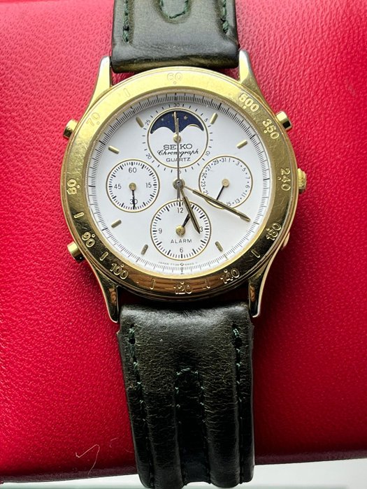 Seiko - Moonphase Chronograph Alarm GMT - Ingen mindstepris - 7T36-6A20 - Mænd - 1990-1999