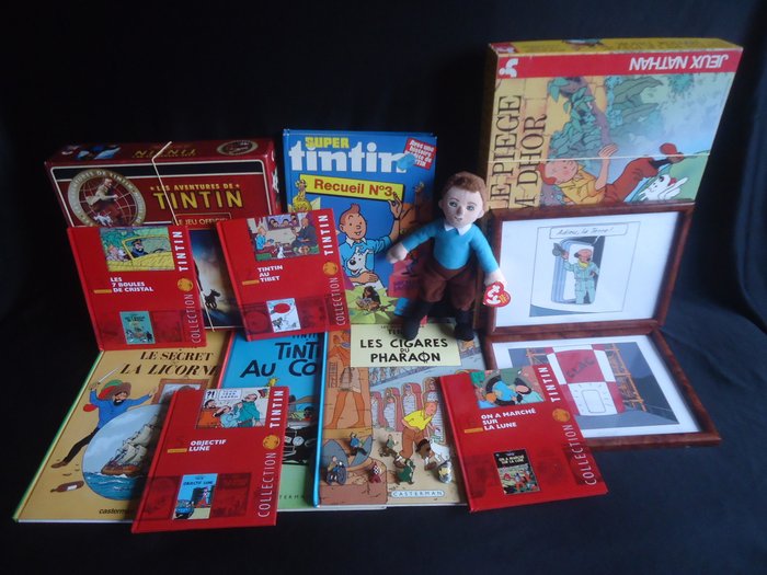 Legetøj Collection de 20 objets + jeux + documents + livres Tintin - 1980-1990 - Frankrig