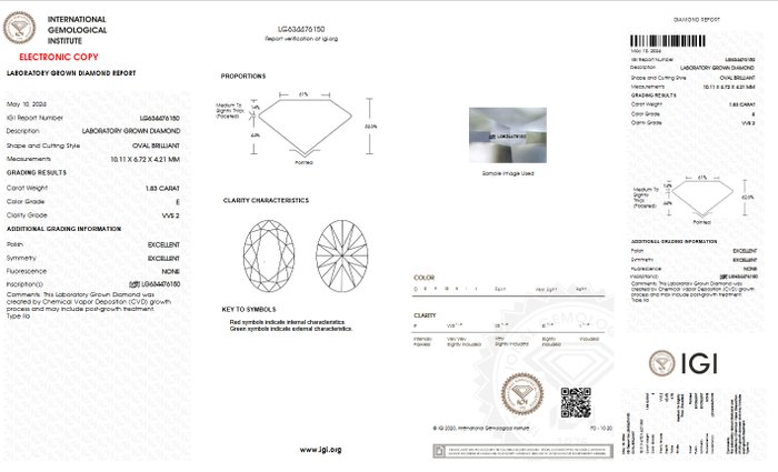 Ingen mindstepris - Ring - 18 kraat Gulguld -  2.03ct. tw. Diamant (Laboratoriedyrket) - Diamant - E VVS2 IGI-certificeret