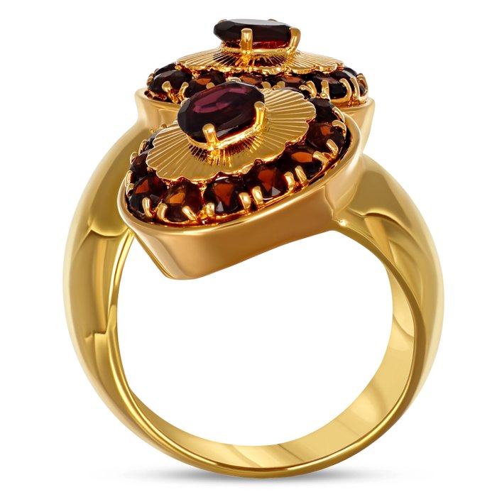 Ring - 18 kraat Gulguld -  1.96ct. tw. Granat