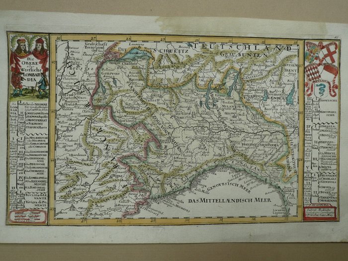 Italien - Lombardia Milano Genova; Gabriel Bodenehr - Die obere oder westliche Lombardia - 1720