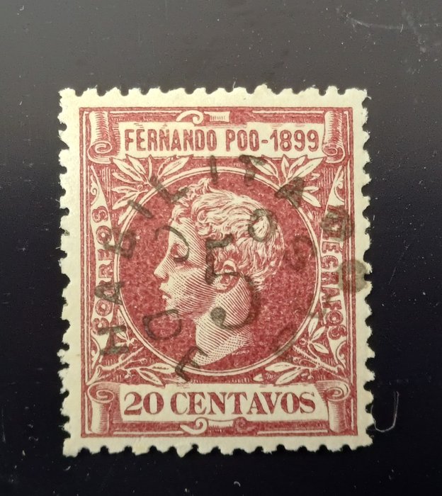 Fernando Poo 1900 - Overlæsset 1899 Alfonso Xlll stempel - Edifil 72