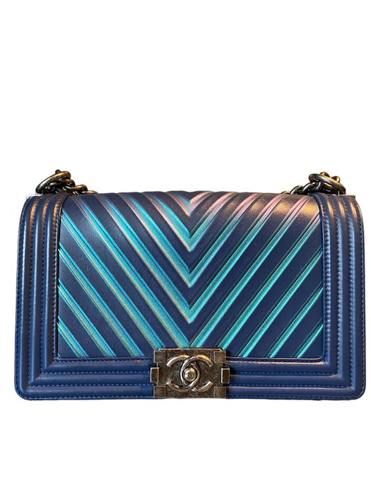 Chanel - limited boy iridiscent stripes - Skuldertaske