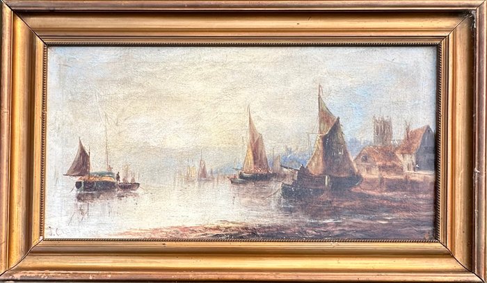 J. Cole (C.1900) - A Busy Harbour With Fishing Boats