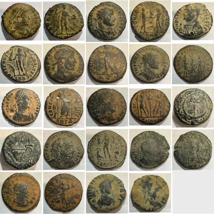 Romarriket. including Maximinus II, Licinius II, Claudius II and Constantine. Lot of 12 Folles  (Ingen mindstepris)