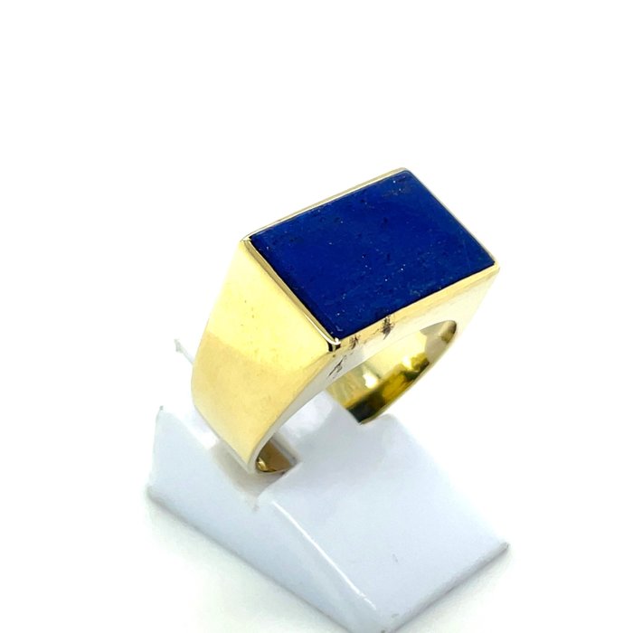 Ring - 14 karat Gulguld Lapis lazuli - RS56 guld herrering Lapis