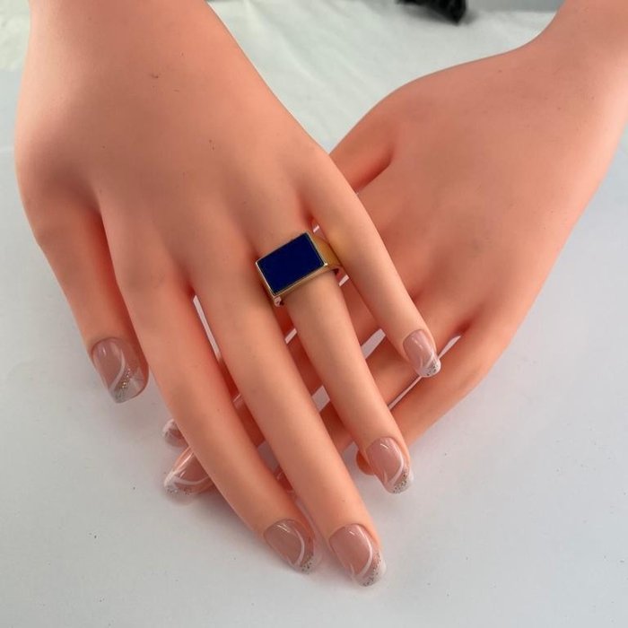 Ring - 14 karat Gulguld Lapis lazuli - RS56 guld herrering Lapis