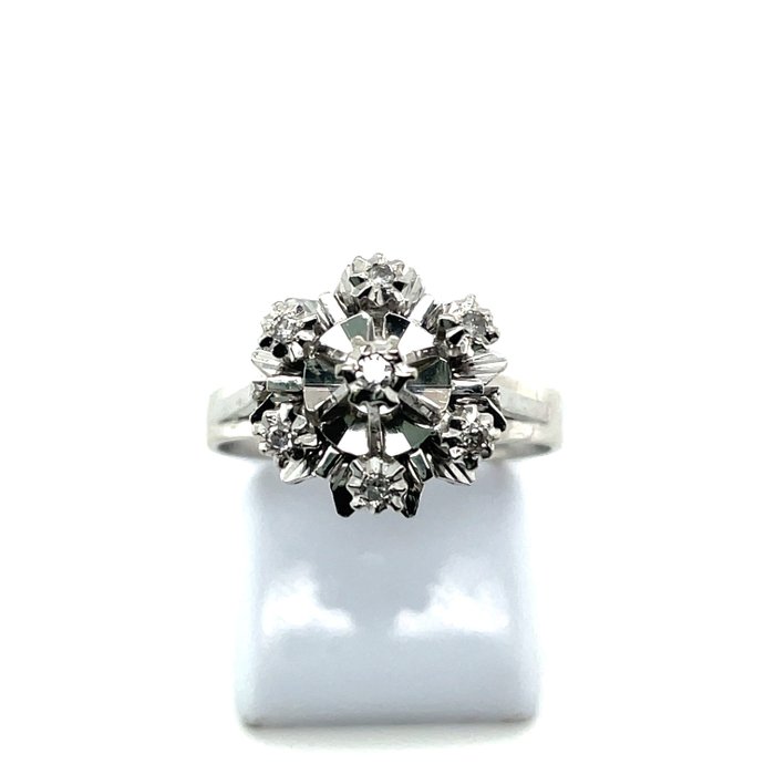 Cocktailring - 18 kraat Hvidguld -  0.07ct. tw. Diamant (Natur)  - Diamant - Klassisk Cluster Dia RS 52