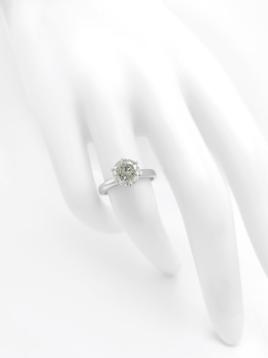 Ring - 14 karat Hvidguld -  2.01ct. tw. Diamant (Natur)