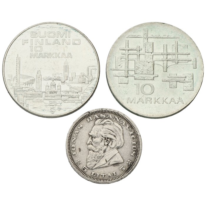 Finland Litauen 5 Litai 10 Markkaa 1836/1971 (3 stuks)  (Ingen mindstepris)