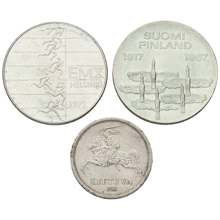 Finland Litauen 5 Litai 10 Markkaa 1836/1971 (3 stuks)  (Ingen mindstepris)