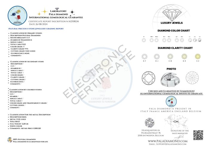 Pala Diamond - Ring - 18 kraat Hvidguld -  0.12ct. tw. Diamant (Natur)