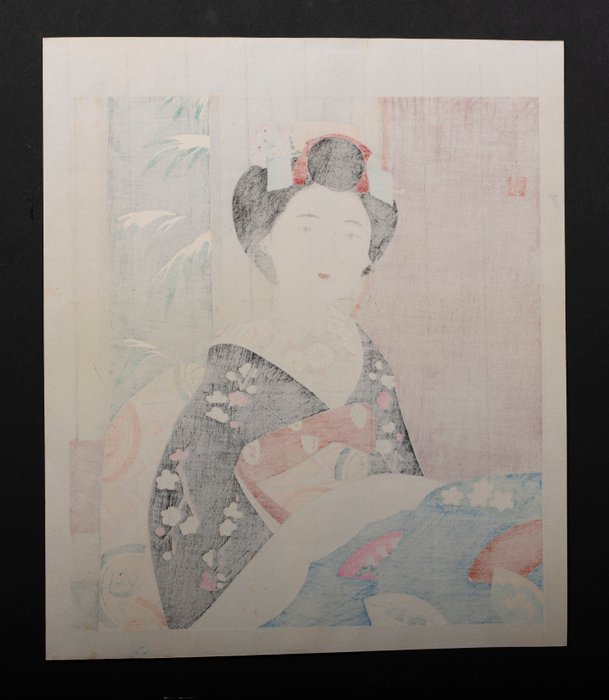 Kyo Nishiki - Maiko in Winter - Tomimaro Higuchi (1898 -1981) - Japan