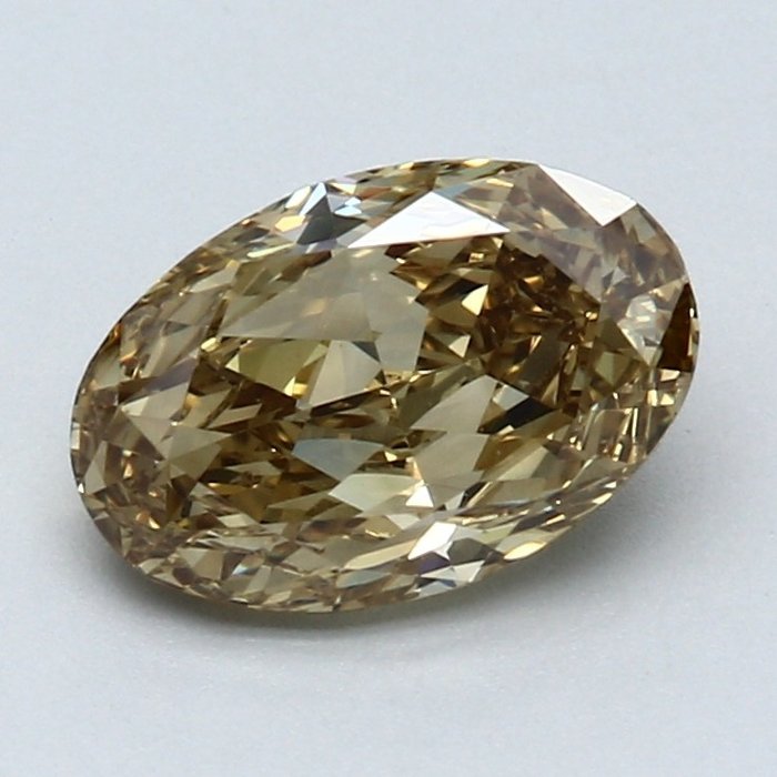 1 pcs Diamant  (Naturfarvet)  - 1.81 ct - Oval - Fancy deep Brunlig Gul - VS2 - Gemological Institute of America (GIA)