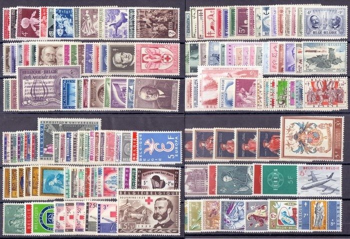 Belgien 1953/1959 - 7 Næsten komplette bind uden blok