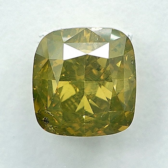 1 pcs Diamant  (Farvebehandlet)  - 1.00 ct - Pude - Fancy intense Grønlig Gul - SI2 - International Gemological Institute (IGI)