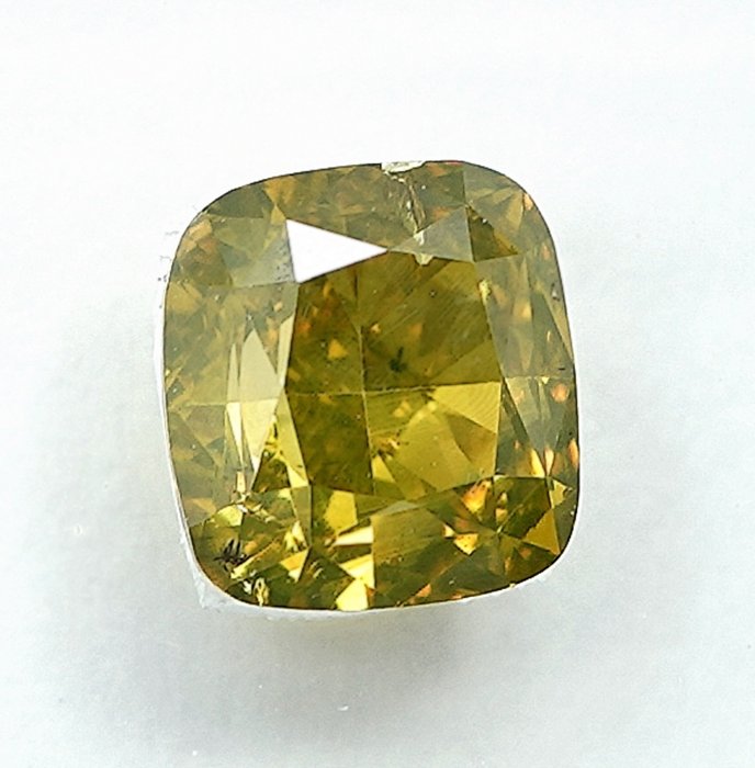 1 pcs Diamant  (Farvebehandlet)  - 1.00 ct - Pude - Fancy intense Grønlig Gul - SI2 - International Gemological Institute (IGI)