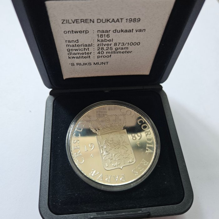 Holland. Zilveren Dukaat 1989 Proof  (Ingen mindstepris)