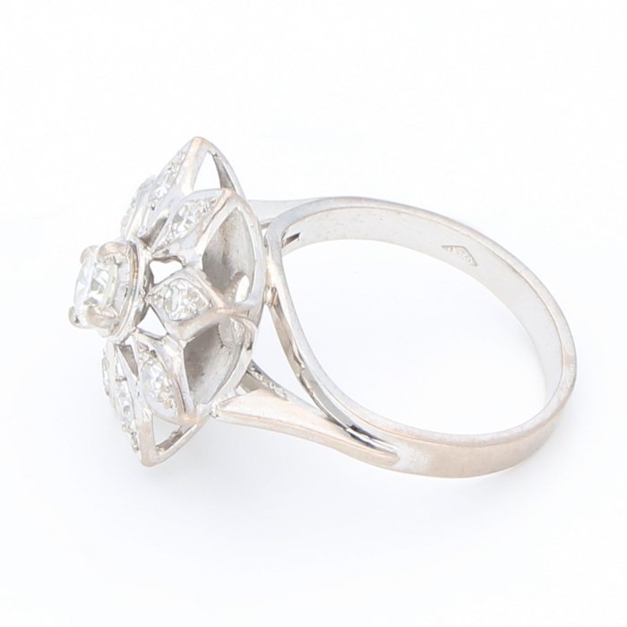 Ring - 18 kraat Hvidguld Diamant (Natur)