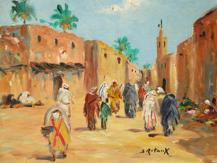 Retaux Bruno (1947) - Rue à Marrakech Maroc