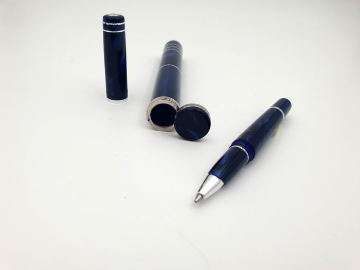 Marlen - Vanity con Cilindro Contenitore - Special collection in resina blu madreperlata - Rollerpen