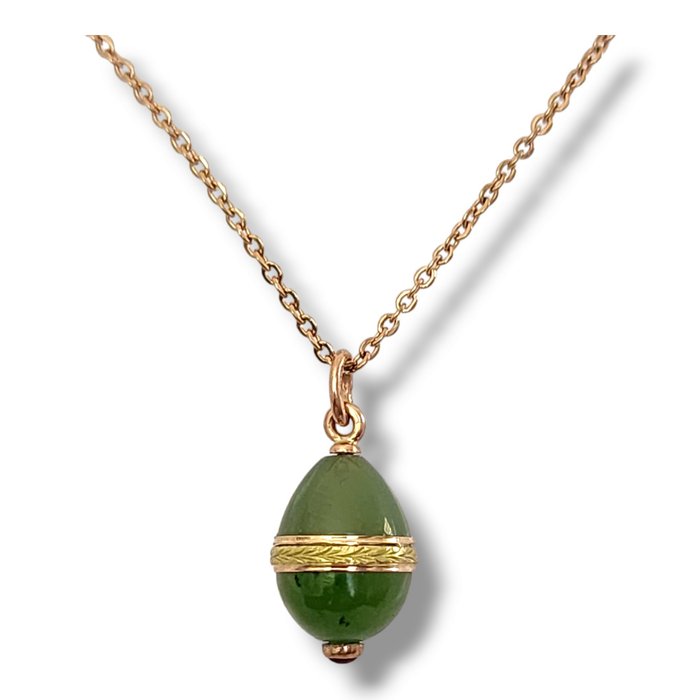 Vedhæng Imperial Russian Jeweled Egg Pendant Early 20c, Mærket K.F (Tilskrevet Karl Faberge)