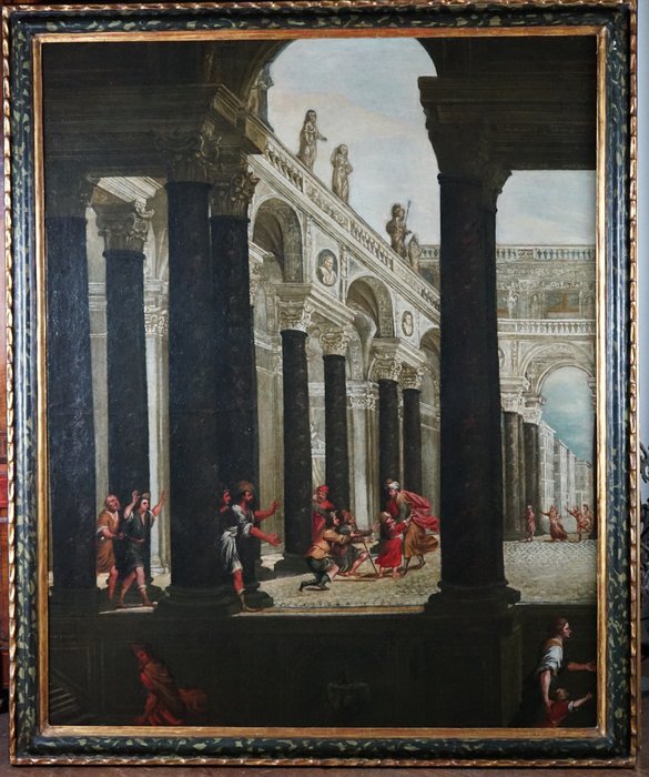 Micco Spadaro (1609/1612-1675), Ambito - Grande capriccio architettonico con personaggi