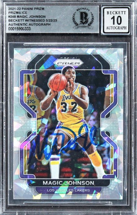 2021 - Panini - Prizm - Magic Johnson - Autograph - #248 - Ice - 1 Graded card - Beckett Autentisk Auto