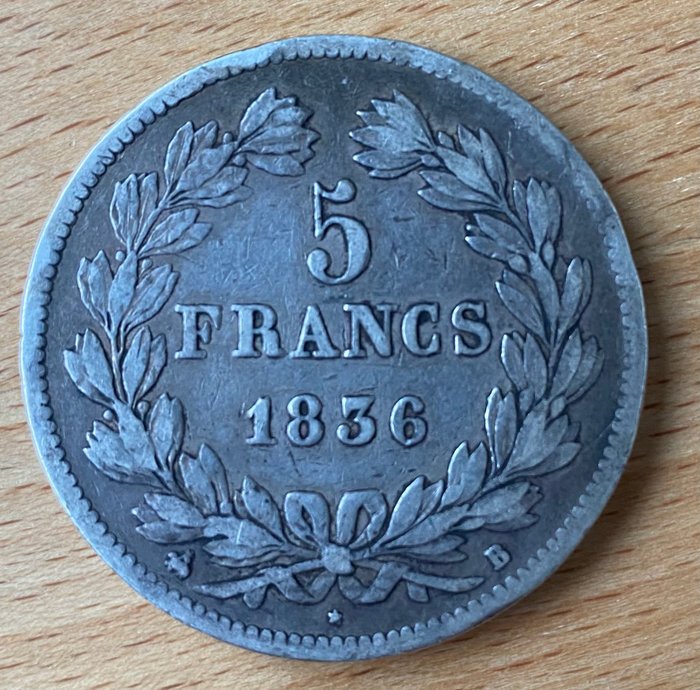 Frankrig. Louis Philippe I. 5 Francs 1834/1845 (5 zilveren munten)  (Ingen mindstepris)