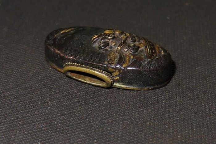 Katana - Shakudo - Shakudo Nanako Musya Gassen Fuchi  Kashira : C4-390 - Japan - Edo-perioden (1600-1868)