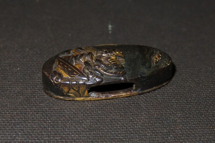 Katana - Shakudo - Shakudo Nanako Musya Gassen Fuchi  Kashira : C4-390 - Japan - Edo-perioden (1600-1868)