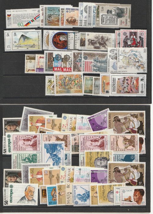 Europa CEPT 1956/2000 - Kultur - Diverse complete sets op 10 insteekkaarten