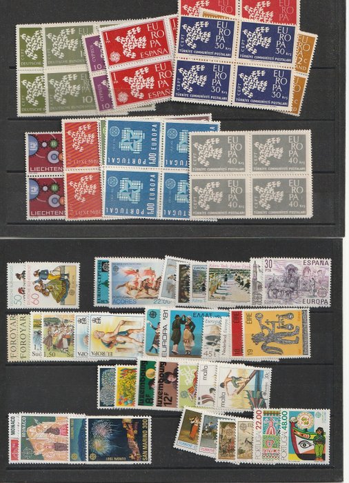 Europa CEPT 1956/2000 - Kultur - Diverse complete sets op 10 insteekkaarten