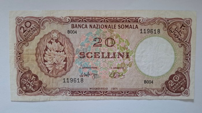 Somalia - 20 Shillings 1971 - Gigante SNB 3G; Pick 3  (Ingen mindstepris)