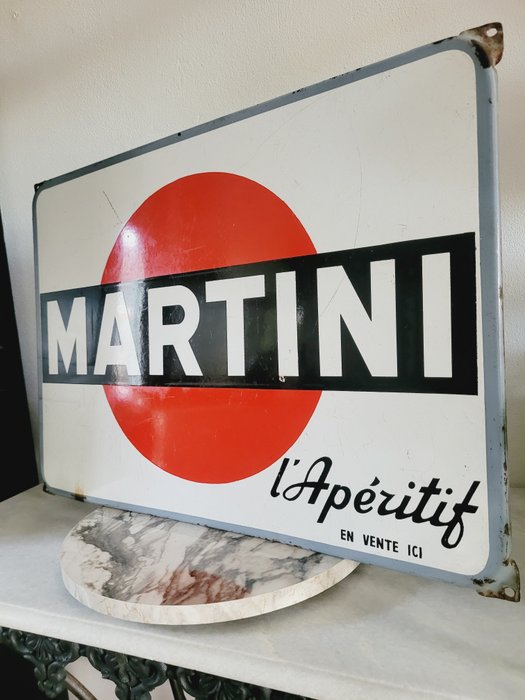 Martini Vermouth, Emaille Reclamebord, Publi-Régie Amiens, 1950 - Reklameplakat - Emalje