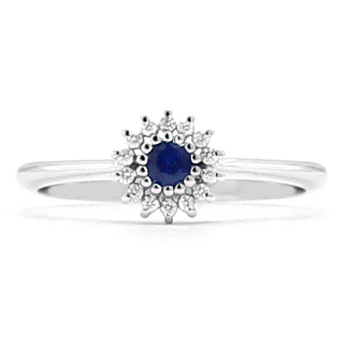 Ingen mindstepris - Ring - 18 kraat Hvidguld Diamant (Natur)  - Safir