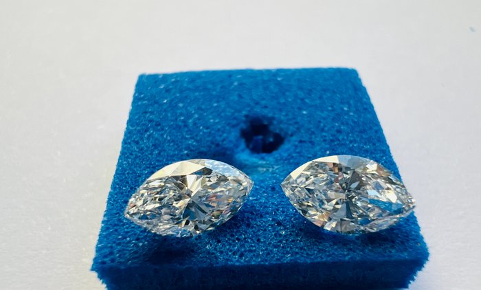 Ingen mindstepris - 2 pcs Diamant  (Natur)  - 0.80 ct - Marquise - E - SI1 - Gemological Institute of America (GIA) - *Matchende par* *VG EX*