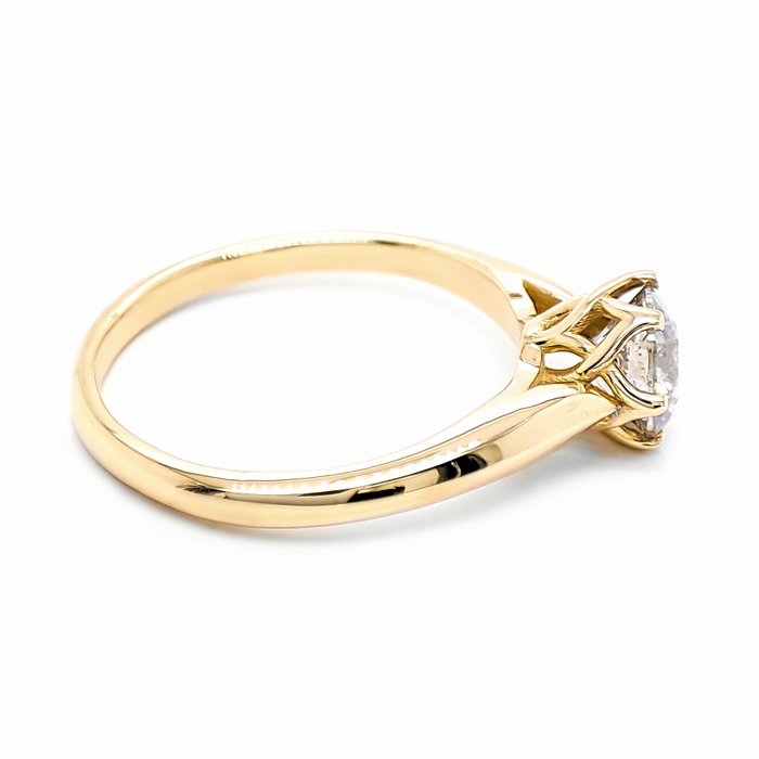 Ring - 14 karat Gulguld -  0.91ct. tw. Grå Diamant (Naturfarvet)