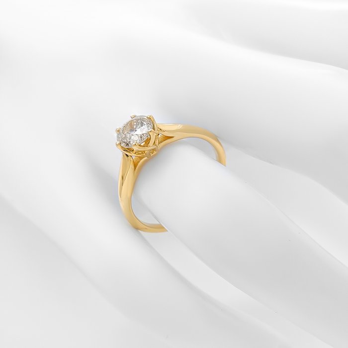 Ring - 14 karat Gulguld -  0.91ct. tw. Grå Diamant (Naturfarvet)