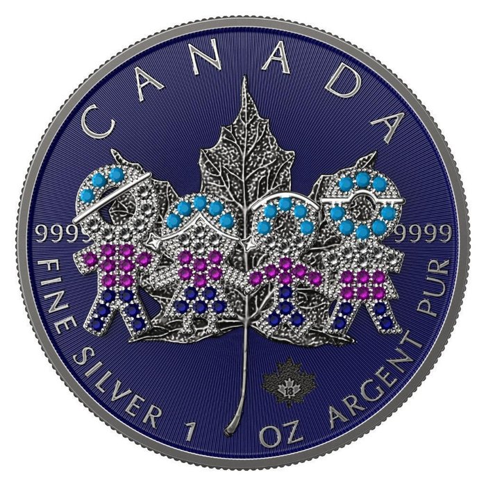 Canada 5 Dollars 2021 Maple Leaf - Big Family  Blue 1 Oz (999)  (Ingen mindstepris)