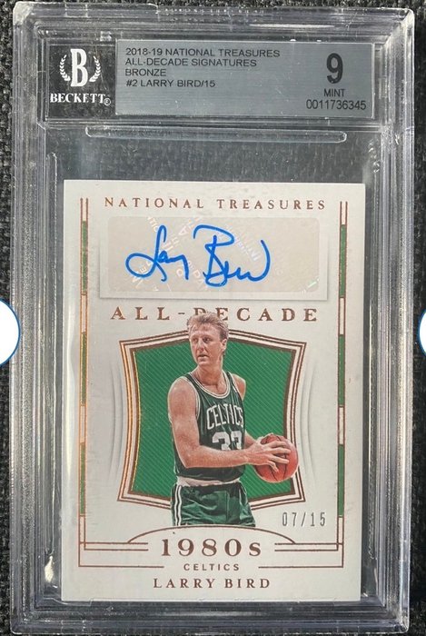 2018/19 Panini National Treasures Larry Bird All Decade Signatures - Bronze /15 Beckett 9 - 1 Graded card